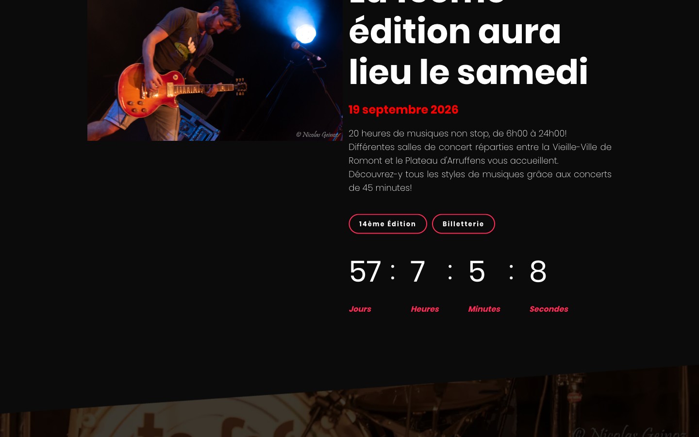 Bereich zur Festivalausgabe mit Countdown