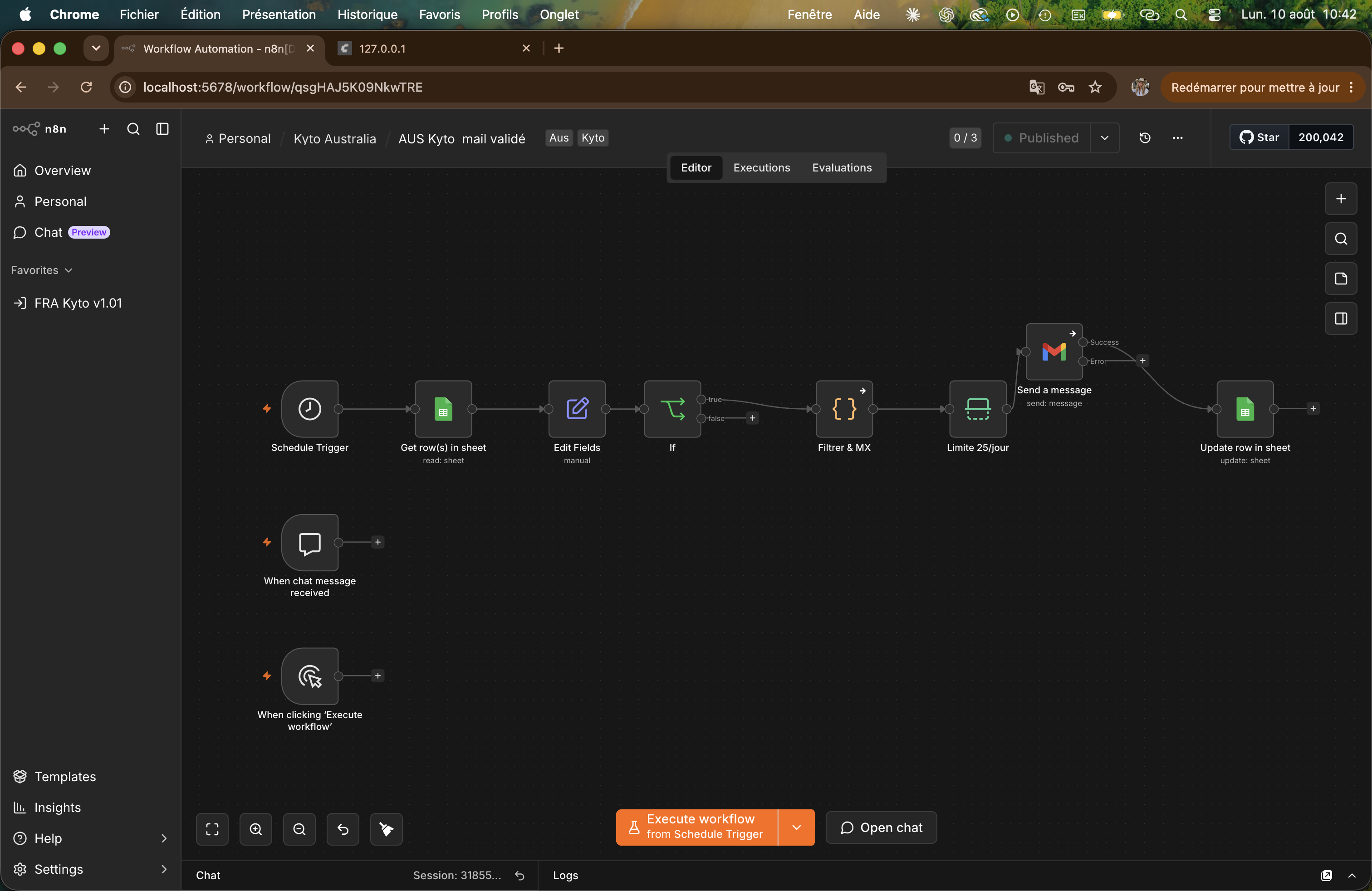n8n daily sending workflow with a defined limit