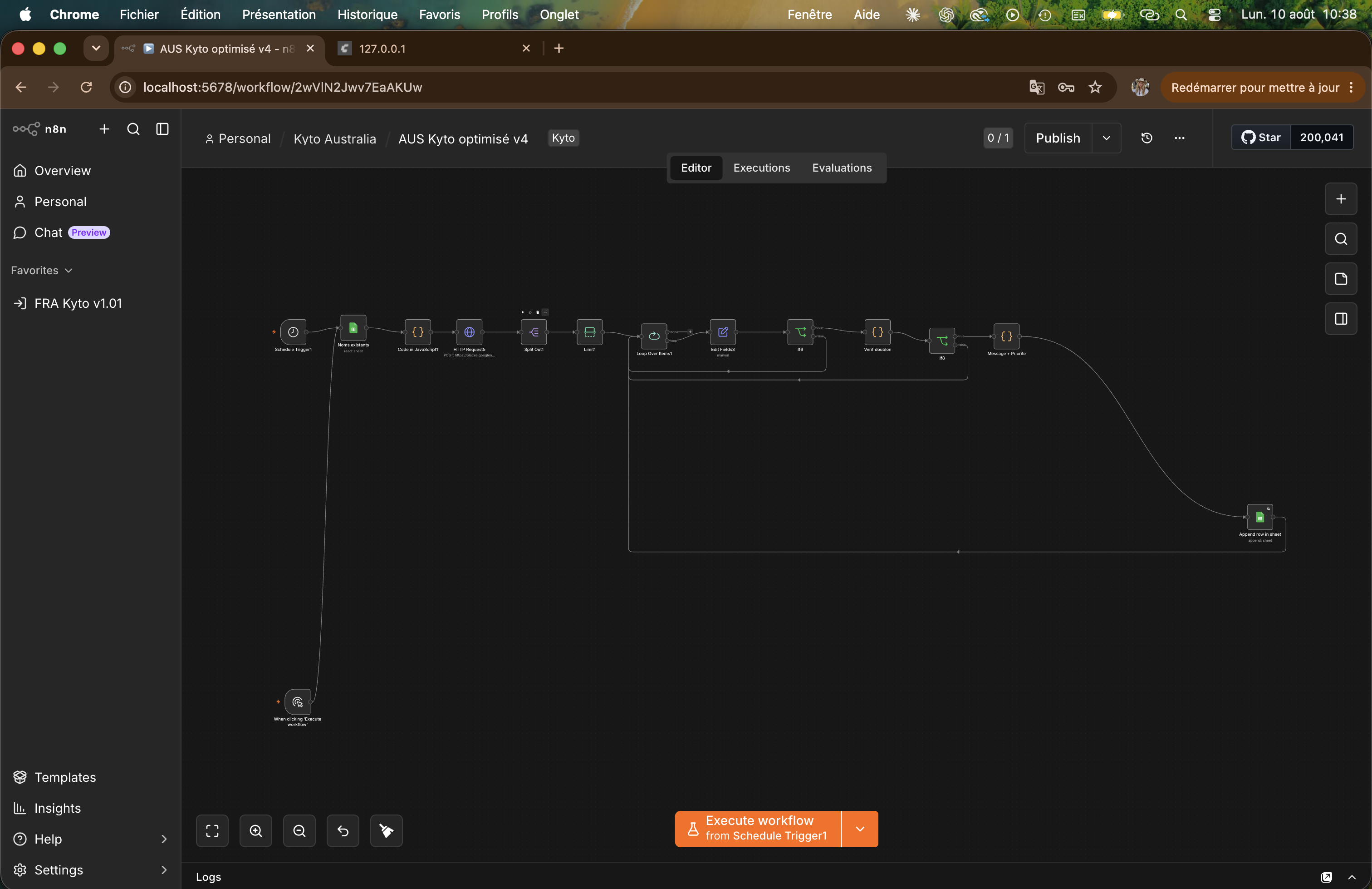 n8n workflow searching for targeted venues for Kyto