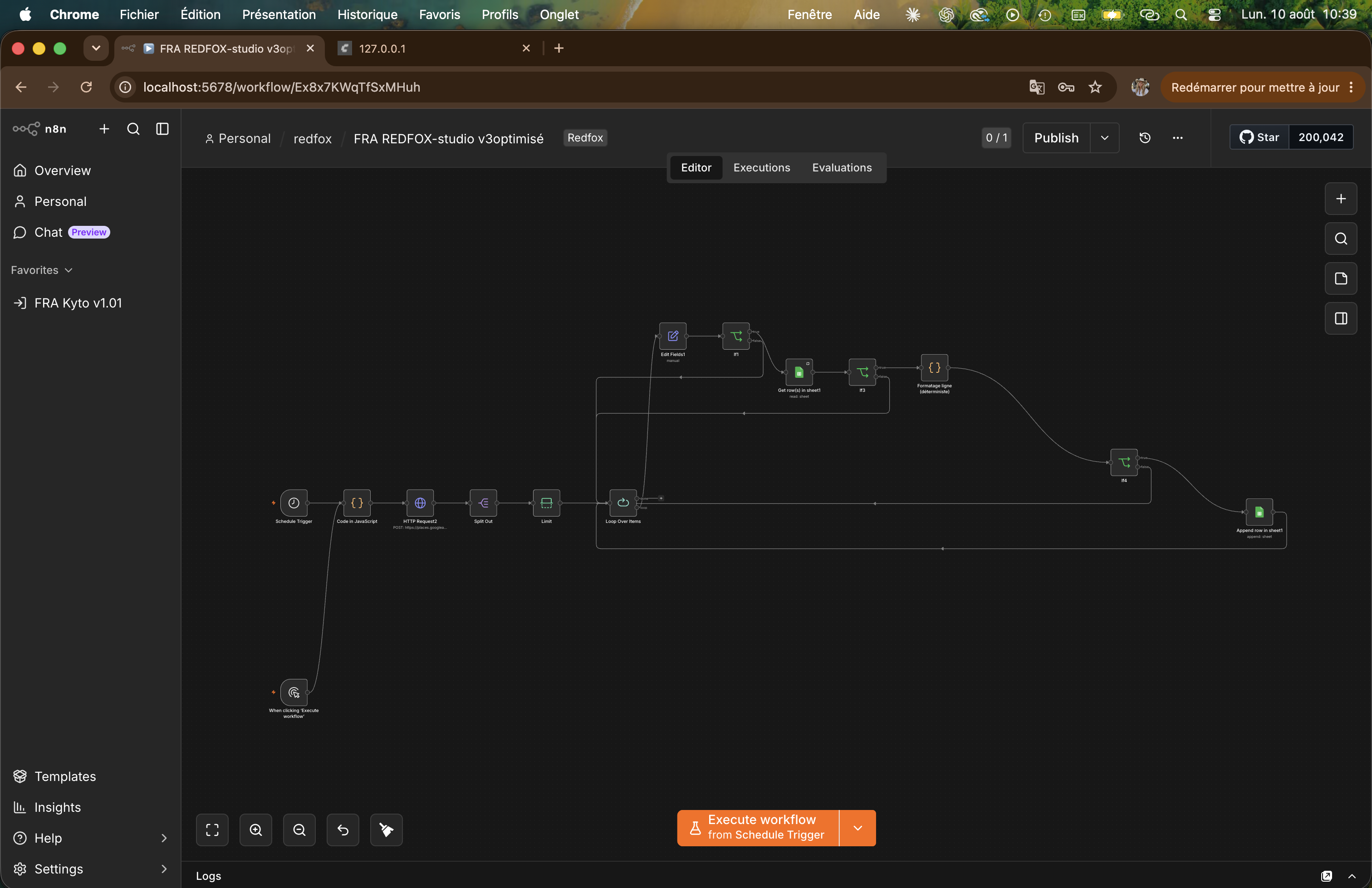 n8n venue search workflow for REDFOX Studio